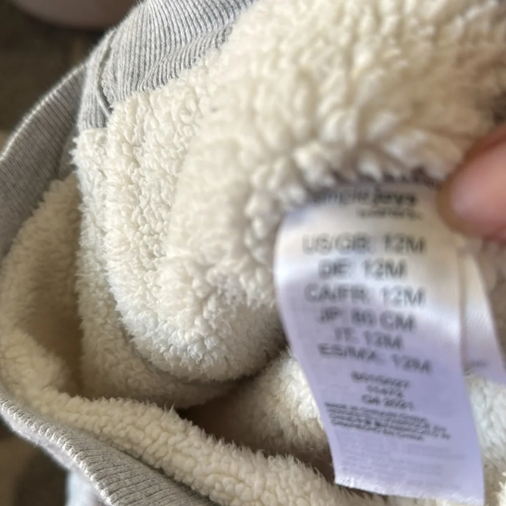 Simple Joys by Carters Baby Boy Gray Sherpa Lined Hooded Winter Coat Ears 12M